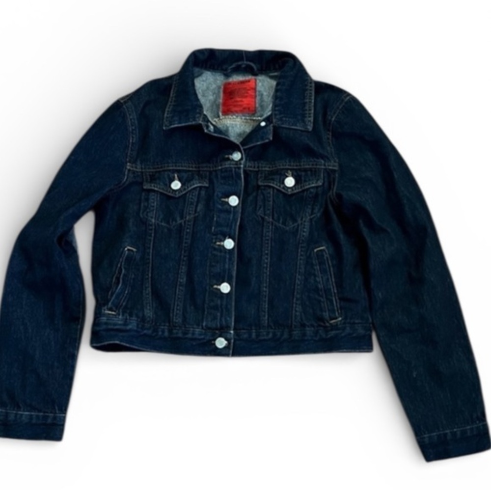Pull&Bear Dark Blue JeanRuffle Back Detail  Jacket